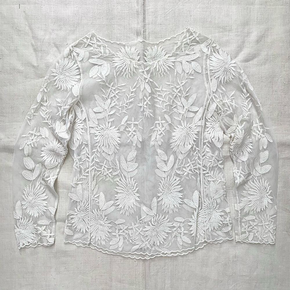 VTG Embroidered Mesh Blouse